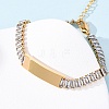 304 Stainless Steel Glass Link Chain Bracelets BJEW-G753-03G-01-3