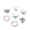 7Pcs Synthetic Turquoise Finger Rings Sets PW-WG28D17-01-5