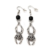 Halloween Alloy Skull Dangle Earrings EJEW-K316-01C-AS-2