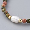 Natural Unakite Beads Stretch Bracelets BJEW-JB04676-03-2