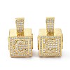 Alphabet Brass Micro Pave Clear Cubic Zirconia Pendants ZIRC-O045-01G-C-2