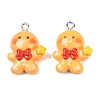 Christmas Opaque Resin Pendants RESI-I350-01B-1