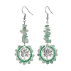 Alloy with Glass with Green Aventurinee Dangle Earrings EJEW-MZ00218-01-1