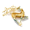 Golden Tone Christmas Deer Alloy Enamel Pins for Women JEWB-M043-15G-02-2