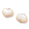 Natural Freshwater Shell Heart Charms with Brass Findings BSHE-E038-10KCG-3