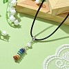 Dyed Natural Lava Rock Disc & Pearl Beaded Pendant Necklaces NJEW-JN04557-2