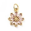 Rack Plating Brass Micro Pave Cubic Zirconia Charms ZIRC-F129-34B-G-1