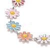 Enamel Daisy Link Chain Necklace NJEW-P220-01P-03-2