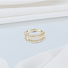 1Pc Clear Cubic Zirconia Open Cuff Ring with Acrylic Pearl Beaded RJEW-LP0008-15-3