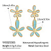 304 Stainless Steel Enamel Flower Dangle Stud Earrings for Women HM6376-2-1