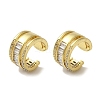 Rack Plating Brass Pave Clear Cubic Zirconia Ring Cuff Earrings for Women EJEW-P280-07G-1