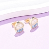 Brass Enamel Stud Earrings EJEW-B152-01G-02-1