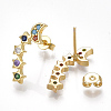 Brass Cubic Zirconia Stud Crawler Earrings EJEW-S201-119-2