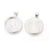 Flat Round Alloy Pendant Cabochon Settings LS-PALLOY-A15654-S-2