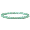 4mm Round Natural Dyed Green Aventurine Beads Bracelet for Men X-KG3069-3-1