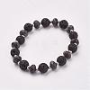 Natural & Synthetic Mixed Stone & Lava Rock Stretch Bracelets BJEW-JB03071-2