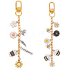 2Pcs 2 Styles Alloy Enamel Pendant Decorations HJEW-BM0001-46A-7