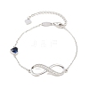 Infinity & Heart 925 Sterling Silver Pave Cubic Zirconia Link Bracelets FS-WGF63DC-03-1