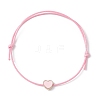 2Pcs 2 Style Heart & Skeleton Key Alloy Enamel Braided Bead Bracelets Set BJEW-JB09771-4