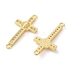 Rack Plating Brass Cubic Zirconia Religion Cross Connector Charm KK-C084-11A-G-2