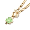 Alloy Enamel Clover Pendant Necklace with Brass Chains for Women NJEW-JN04087-1