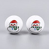 Christmas Printed Opaque Acrylic Round Beads OACR-T029-08D-2