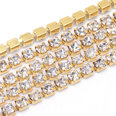 Brass Rhinestone Strass Chains CHC-T003-SS8-01C-1