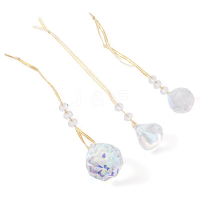 3Pcs 3 Styles Glass Suncatchers for Outdoor Garden Hanging Decoration HJEW-TADJ0001-01-1