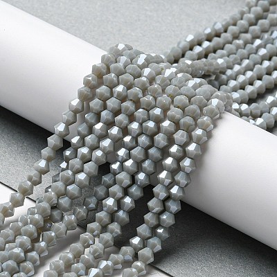 Opaque Solid Color Electroplate Glass Beads Strands EGLA-A039-P4mm-A14-1