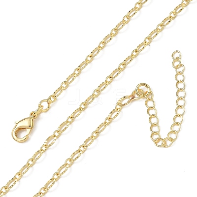 3MM Brass Textured Oval Link Chain Necklaces for Women KK-CBA2293-13G-1
