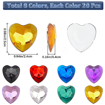 160Pcs 8 Colors Acrylic Rhinestone Cabochons MACR-GF0001-05-1