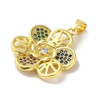 Brass Micro Pave Colorful Cubic Zirconia Pendants KK-Z042-20G-03-1