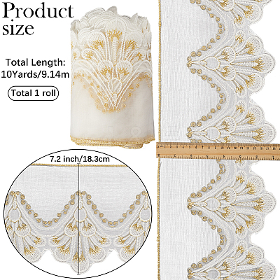 10 Yards Polyester Flower Embroidery Lace Trim OCOR-GF0004-87-1
