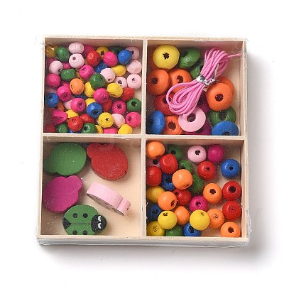 Children's Day Theme Maple Wood Jewelry Set DIY Making Kits WOOD-C006-03A-1