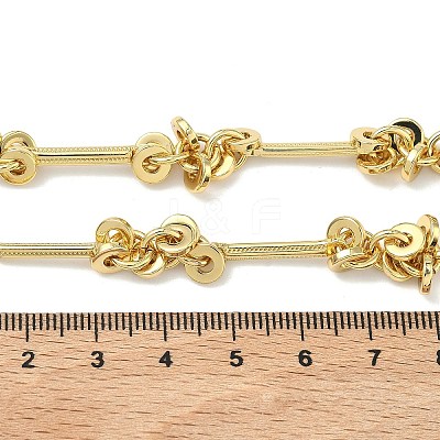 Brass Bar Link Chain with Disc Beads Necklaces for Women NJEW-G196-01G-1
