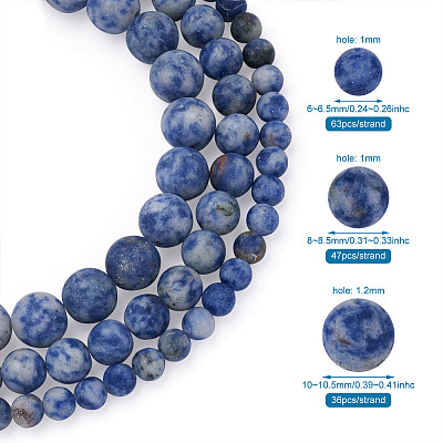 3 Strands 3 Style Natural Blue Spot Jasper Beads Strands G-YS0001-03-1