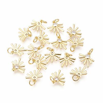 Brass Micro Pave Cubic Zirconia Charms ZIRC-F095-02-1