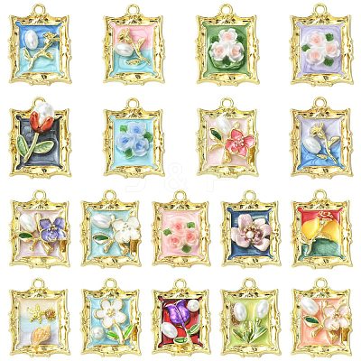 18Pcs 18 Styles Alloy Enamel Pendants FIND-CJ0008-86-1