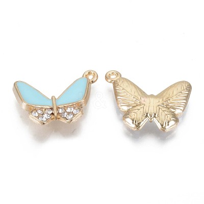 Alloy Enamel Rhinestones Pendants X-ENAM-T009-57A-RS-1