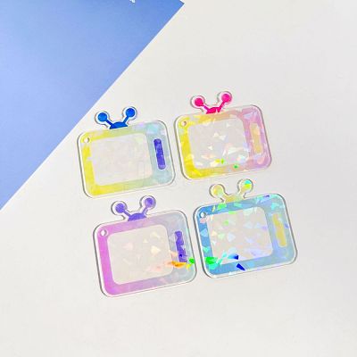 4Pcs 4 Colors Laser Style Acrylic Disc Keychain Blanks ZXFQ-PW0003-13B-1