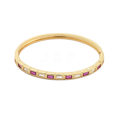 Rack Plating Brass Micro Pave Cubic Zirconia Bangles for Women BJEW-G730-01G-02-1