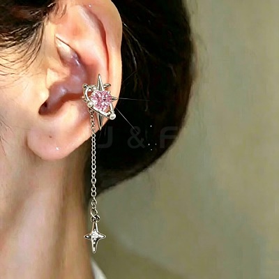 Brass Pave Cubic Zirconia Cuff Earrings WG46F5C-04-1