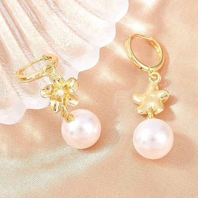 Valentine's Day Flower Brass Hoop Earrings EJEW-Z164-03G-1