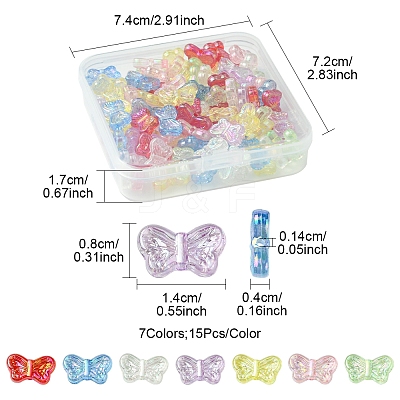 105Pcs 7 Colors UV Plating Iridescent Transparent Acrylic Beads OACR-FS0001-88-1