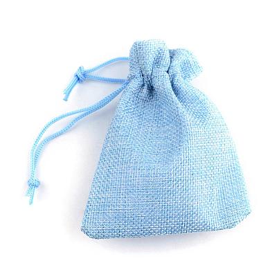 Polyester Imitation Burlap Packing Pouches Drawstring Bags ABAG-R005-9x7-16-1