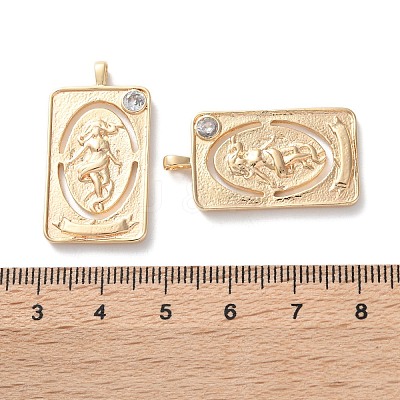 Brass Micro Pave Cubic Zirconia Pendants KK-C079-04G-1
