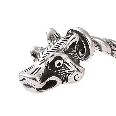 304 Stainless Steel Dragon Open Cuff Bangle for Men Women BJEW-M230-06AS-1