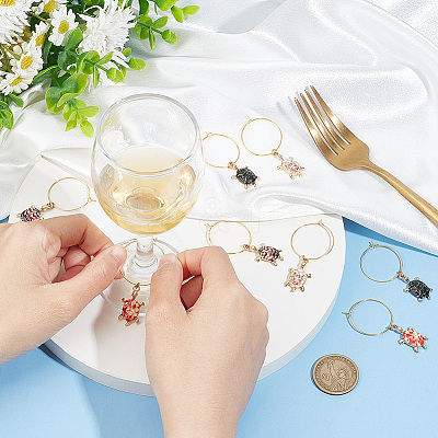 6 Sets Alloy Enamel Wine Glass Charms AJEW-HY0001-49-1