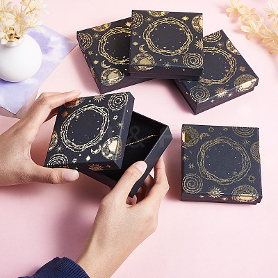 10Pcs Sun Moon Star Printed Cardboard Gift Boxes CBOX-TA0001-21B-1