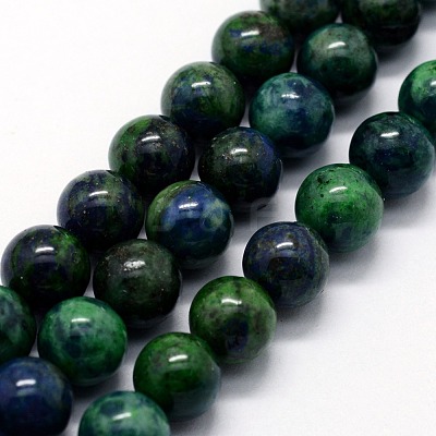 Natural Chrysocolla and Lapis Lazuli Beads Strands G-I199-37-4mm-1